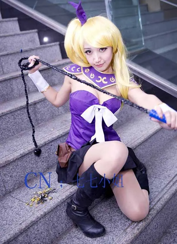 Halloween party Cartoon Anime Fairy Tail cos Lucy Heartfilia cosplay purple female Lucy costumes Tops+skirts+guards+headdress
Halloween party Cartoon Anime Fairy Tail cos Lucy Heartfilia cosplay purple female Lucy costumes Tops+skirts+guards+headdress