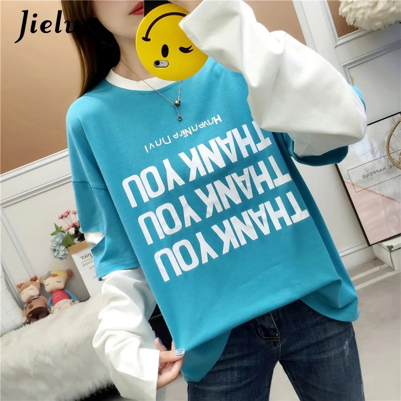 Jielur Letter Printed Autumn T-shirt Harajuku Patchwork Chic Loose Fashion Tshirt Women M-2XL Long Sleeve O-neck Tee Shirt Femme
Jielur Letter Printed Autumn T-shirt Harajuku Patchwork Chic Loose Fashion Tshirt Women M-2XL Long Sleeve O-neck Tee Shirt Femme