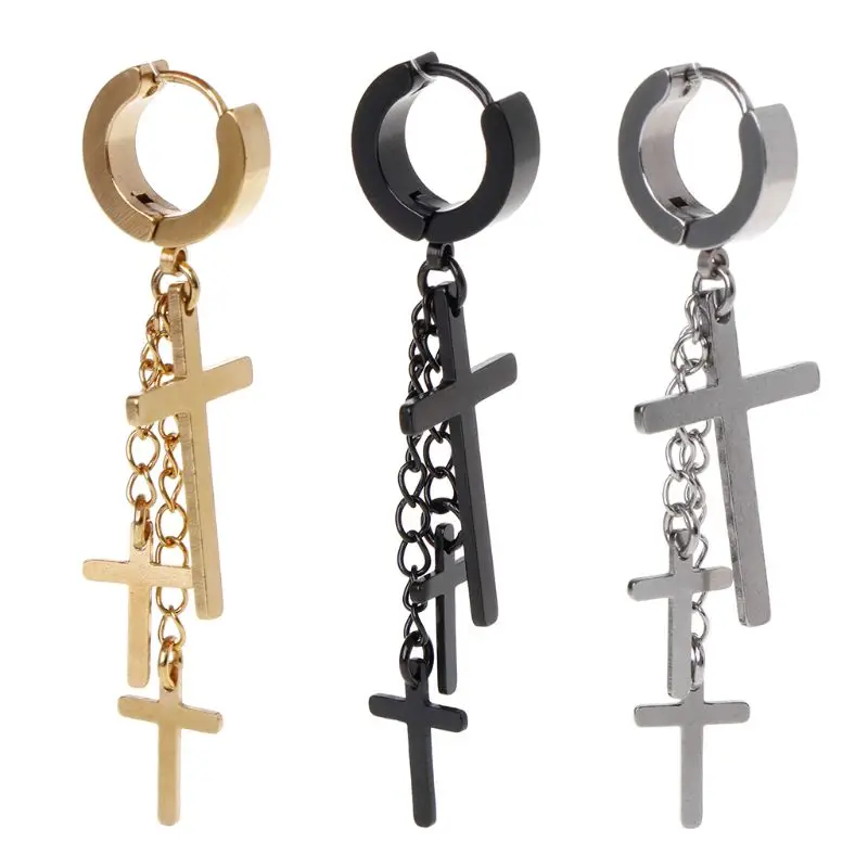 Punk Earrings Cross Pendant Dangle Drop Chain Tassel Titanium Steel Women Men Charms Brincos Hanging Anti Allergy Fashion Buckle
Punk Earrings Cross Pendant Dangle Drop Chain Tassel Titanium Steel Women Men Charms Brincos Hanging Anti Allergy Fashion Buckle