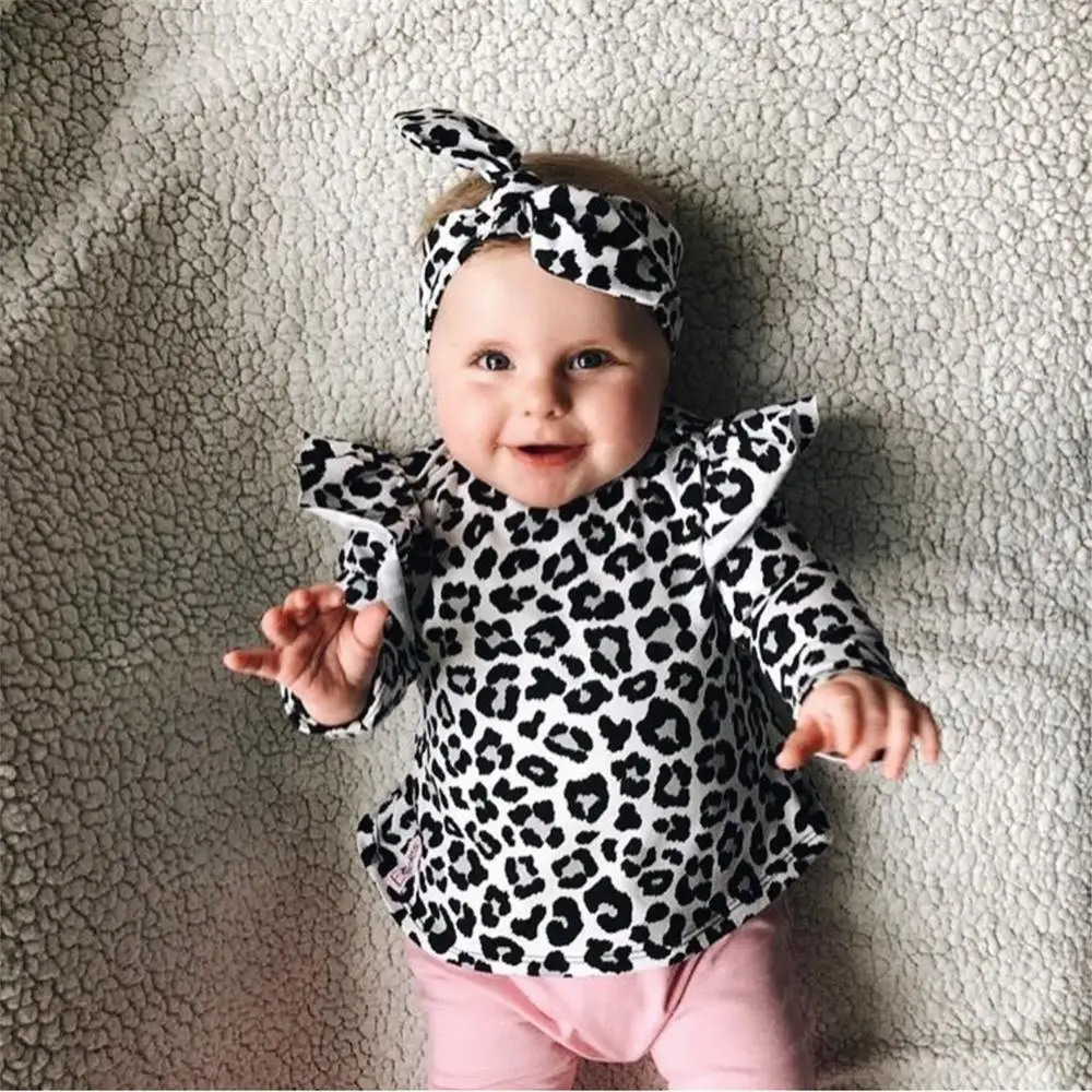 Autumn Spring Toddler Baby Girl Clothes Set Leopard Print Ruffled Long-sleeve T-shirt + Pure Color Flare Pants + Headband
Autumn Spring Toddler Baby Girl Clothes Set Leopard Print Ruffled Long-sleeve T-shirt + Pure Color Flare Pants + Headband