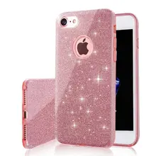 3 camadas dropproof caso glitter para iphone xr xs max x 6 7 6 s 8 plus se 5 5S corpo inteiro à prova de choque armadura pc + tpu capa protetora(China)