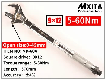 

Mxita OPEN wrench Adjustable Torque Wrench Interchangeable Hand Spanner Insert Ended head Torque Wrench 9X12 5-60Nm
