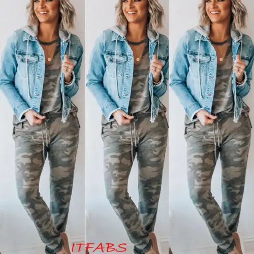 Women Fashion Sports Top+Pants camouflage pattern Sweatshirt Tracksuit Casual Suit Jogging Set
Women Fashion Sports Top+Pants camouflage pattern Sweatshirt Tracksuit Casual Suit Jogging Set