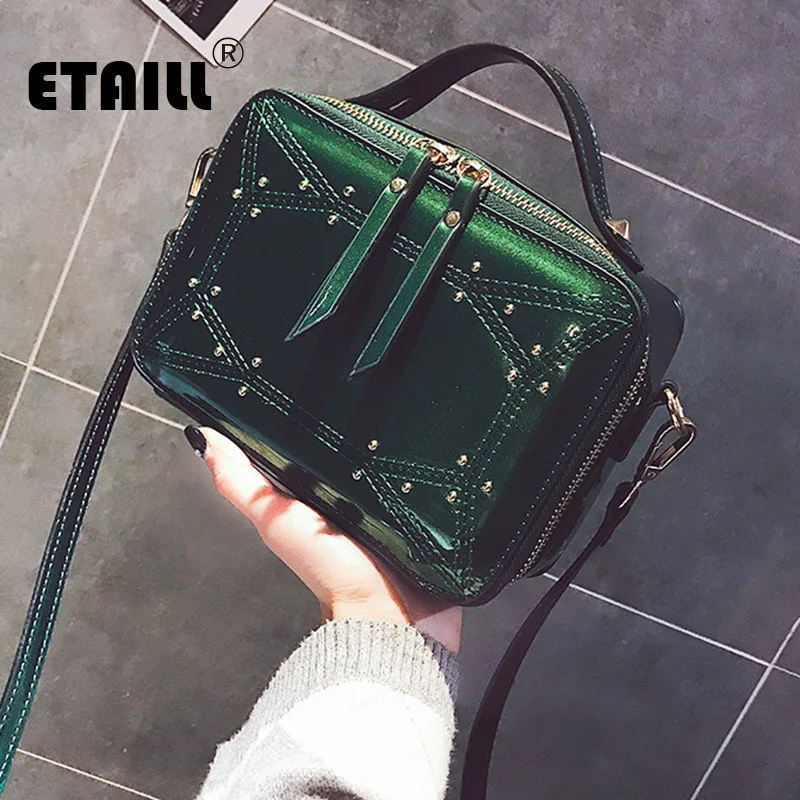 ETAILL Brand Fashion Rivets Women Shoulder Bags Silver Gold Patent Leather Handbag PU Leather Female Tote Bag Ladies Hand Bag
ETAILL Brand Fashion Rivets Women Shoulder Bags Silver Gold Patent Leather Handbag PU Leather Female Tote Bag Ladies Hand Bag