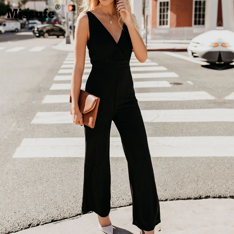 Missufe Deep V Neck Solid Jumpsuit Office Ladies Wide Leg Long Playsuit Backless Tunic Rompers Summer Sleeveless Overalls Women
Missufe Deep V Neck Solid Jumpsuit Office Ladies Wide Leg Long Playsuit Backless Tunic Rompers Summer Sleeveless Overalls Women