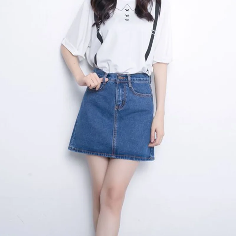 olid Casual A-Line Denim Skirt Womens Pockets Button Jeans Skirt Summer High Waist Skirts S2019 Female Korean Fashion
olid Casual A-Line Denim Skirt Womens Pockets Button Jeans Skirt Summer High Waist Skirts S2019 Female Korean Fashion