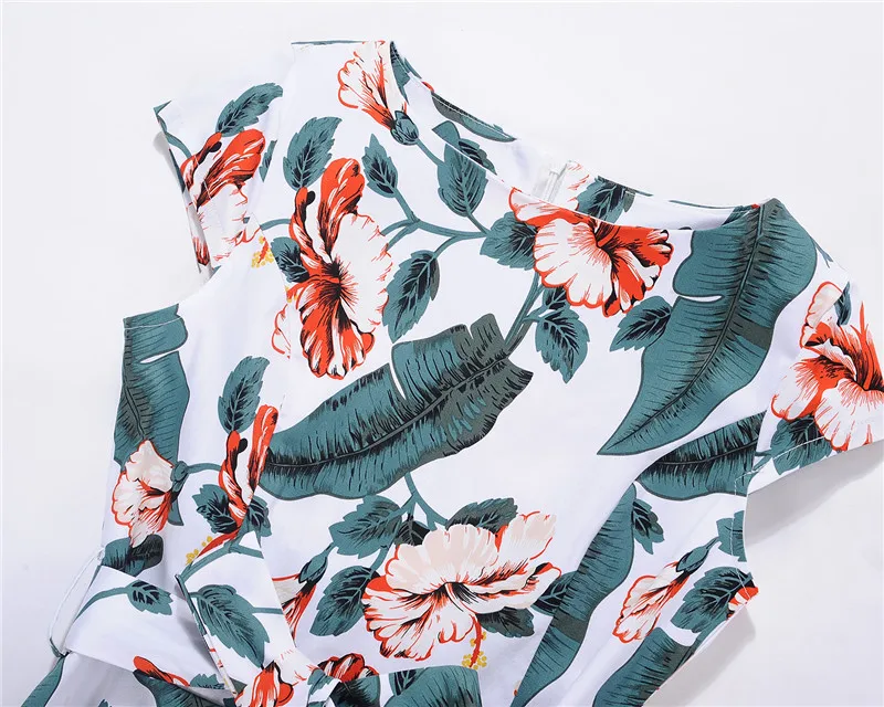 Kostlish Floral Print Summer Sundress 2017 Short Sleeve Belt Tunic Vintage Dress Women Elegant Swing Rockabilly Party Dresses (46)