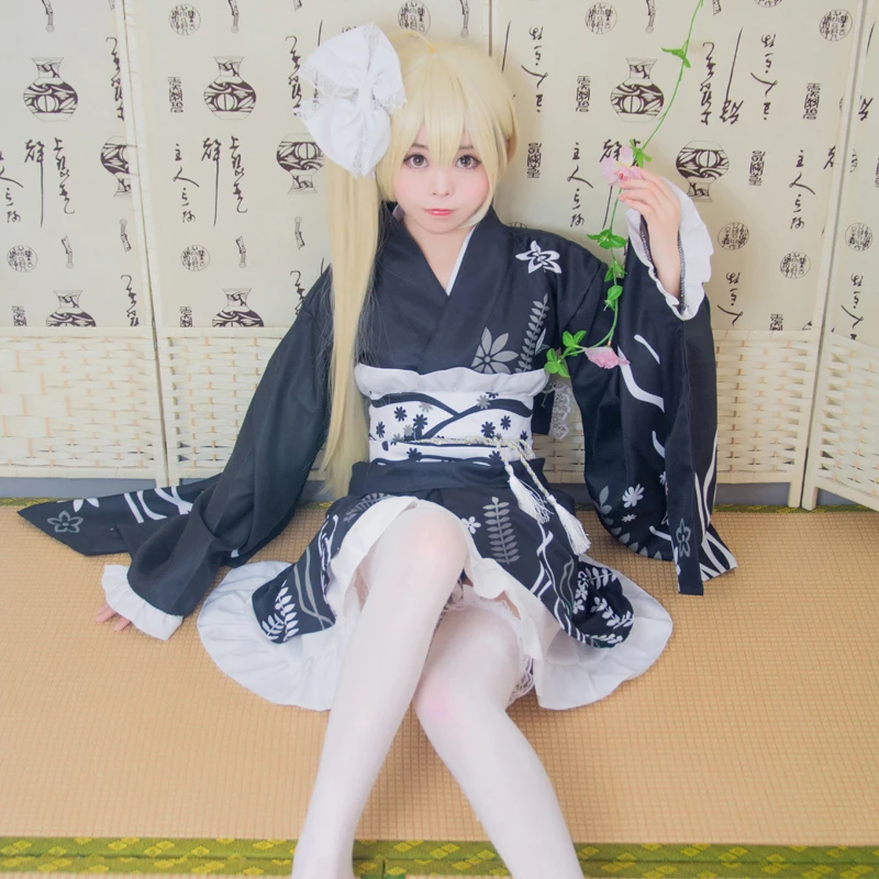 Kasuga Nobori cospaly Summer Festival Kimono Yukata Yosuganosora lolita black Dress ADD wig
Kasuga Nobori cospaly Summer Festival Kimono Yukata Yosuganosora lolita black Dress ADD wig
