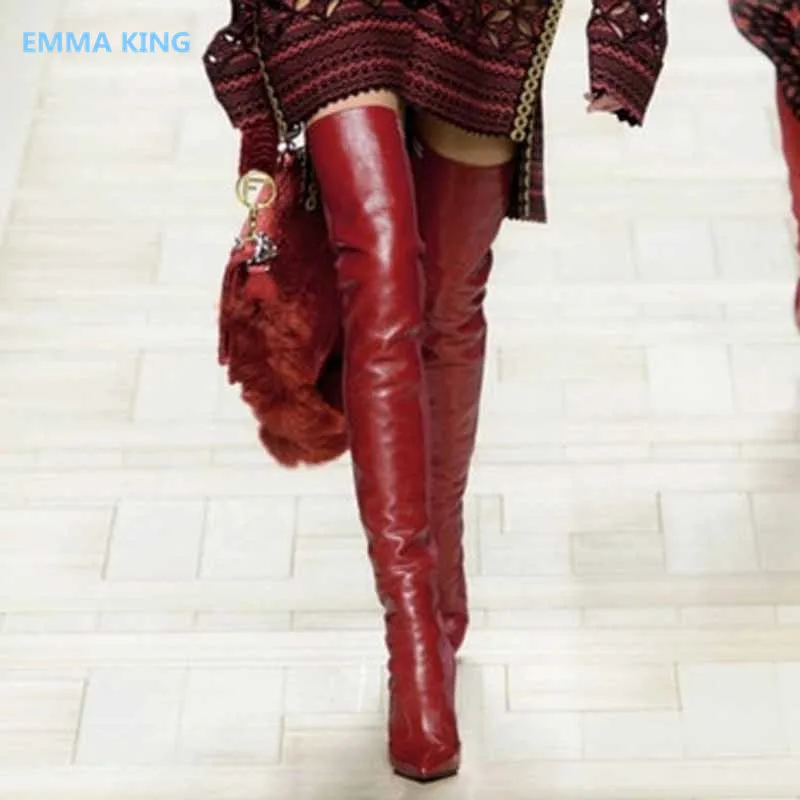 Leather Knitting Patchwork Thigh High Boots Women Pointed Toe High Heels Over The Knee Knight Boots Runway Winter Shoes Woman
Leather Knitting Patchwork Thigh High Boots Women Pointed Toe High Heels Over The Knee Knight Boots Runway Winter Shoes Woman