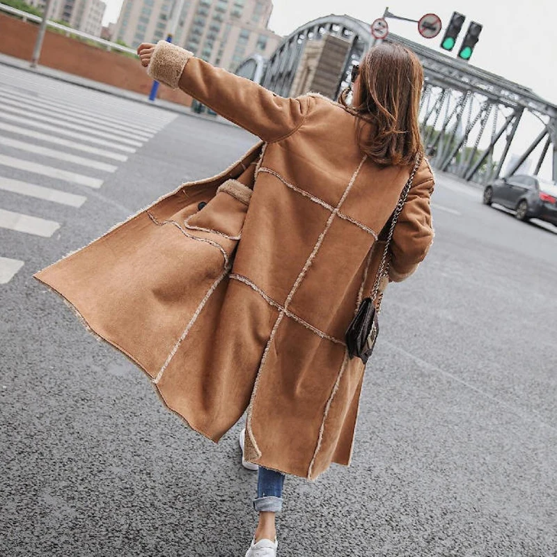 2019 Loose Long Lamb Wool Patchwork Overcoats Double Breasted Shearling Coats Winter Warm Women Faux Suede Leather Coats
2019 Loose Long Lamb Wool Patchwork Overcoats Double Breasted Shearling Coats Winter Warm Women Faux Suede Leather Coats
