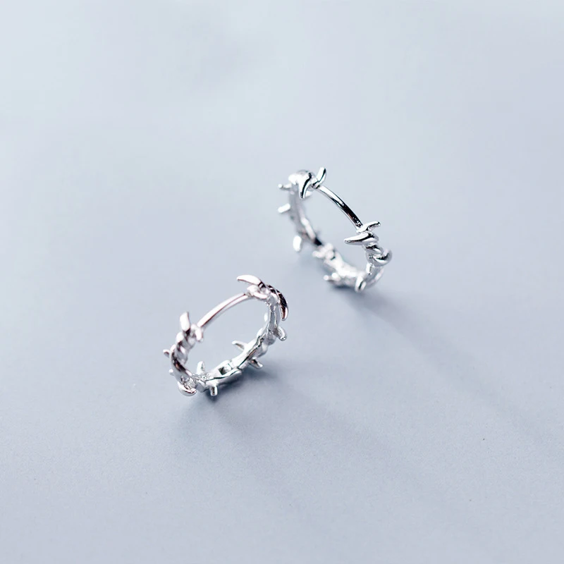 

MloveAcc Pure 925 Sterling Silver Hoop Earring Barbed Wire S925 Earrings Gift for Women Girl Teen Jewelry