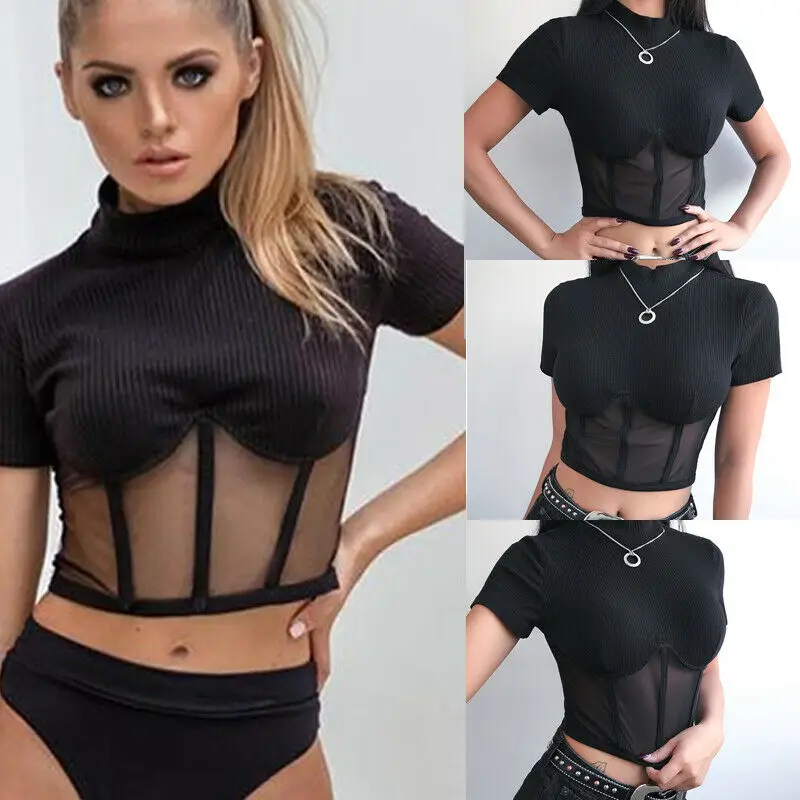 Patchwork Crop Top Black Solid Mesh Tank Top Women Sexy O-Neck Short Sleeve Mesh Tops See through Shirt 2019 Hot Sale
Patchwork Crop Top Black Solid Mesh Tank Top Women Sexy O-Neck Short Sleeve Mesh Tops See through Shirt 2019 Hot Sale