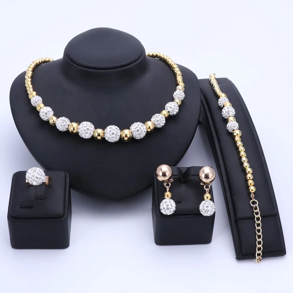 Fashion Christmas Birthday Party Gift Women Wedding Set Gold Color Full Rhinestones Earring/Necklace/Bracelet/Ring Jewelry Sets
Fashion Christmas Birthday Party Gift Women Wedding Set Gold Color Full Rhinestones Earring/Necklace/Bracelet/Ring Jewelry Sets