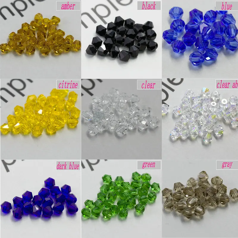 Buy 1 and get 1 free 100pcs Colorful 4mm Bicone Crystal Beads Glass Beads Loose Spacer Beads bracelet Jewelry Making Accessories 11