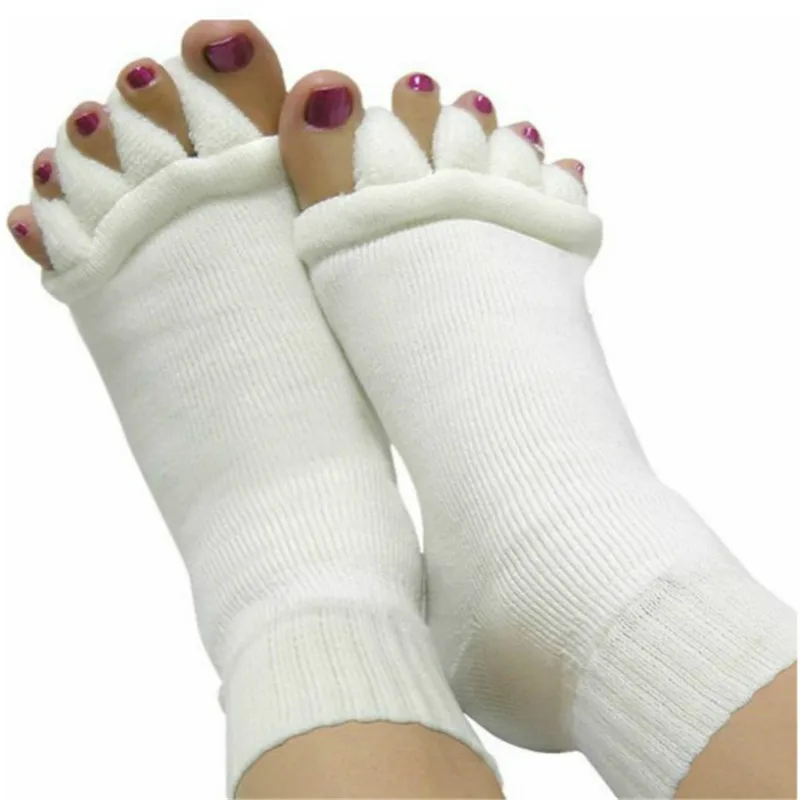 Image 1 Pair Fitness Massage Separator Five Toe Socks White Sleeping Fingers Healthy Feet Care Casual Socks Soft Pain Relief Socks
