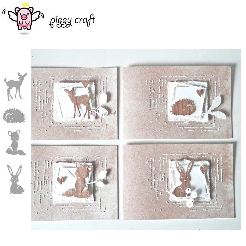 

Piggy Craft metal cutting dies cut die mold Rabbit fox deer hedgehog Scrapbook paper craft knife mould blade punch stencils dies