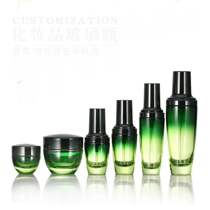 20pcs 100ml 50ml 30ml transparent gradient green glass emulsion spray bottle cosmetic packaging bottle set container cream jar
20pcs 100ml 50ml 30ml transparent gradient green glass emulsion spray bottle cosmetic packaging bottle set container cream jar