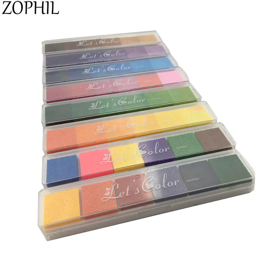 

ZOPHIL 6in1 Fingerprint Ink Pad Gradient Colors Stamps Scrapbooking Stamping DIY Inkpad Craft Inkpad Painting Decor Card Making
