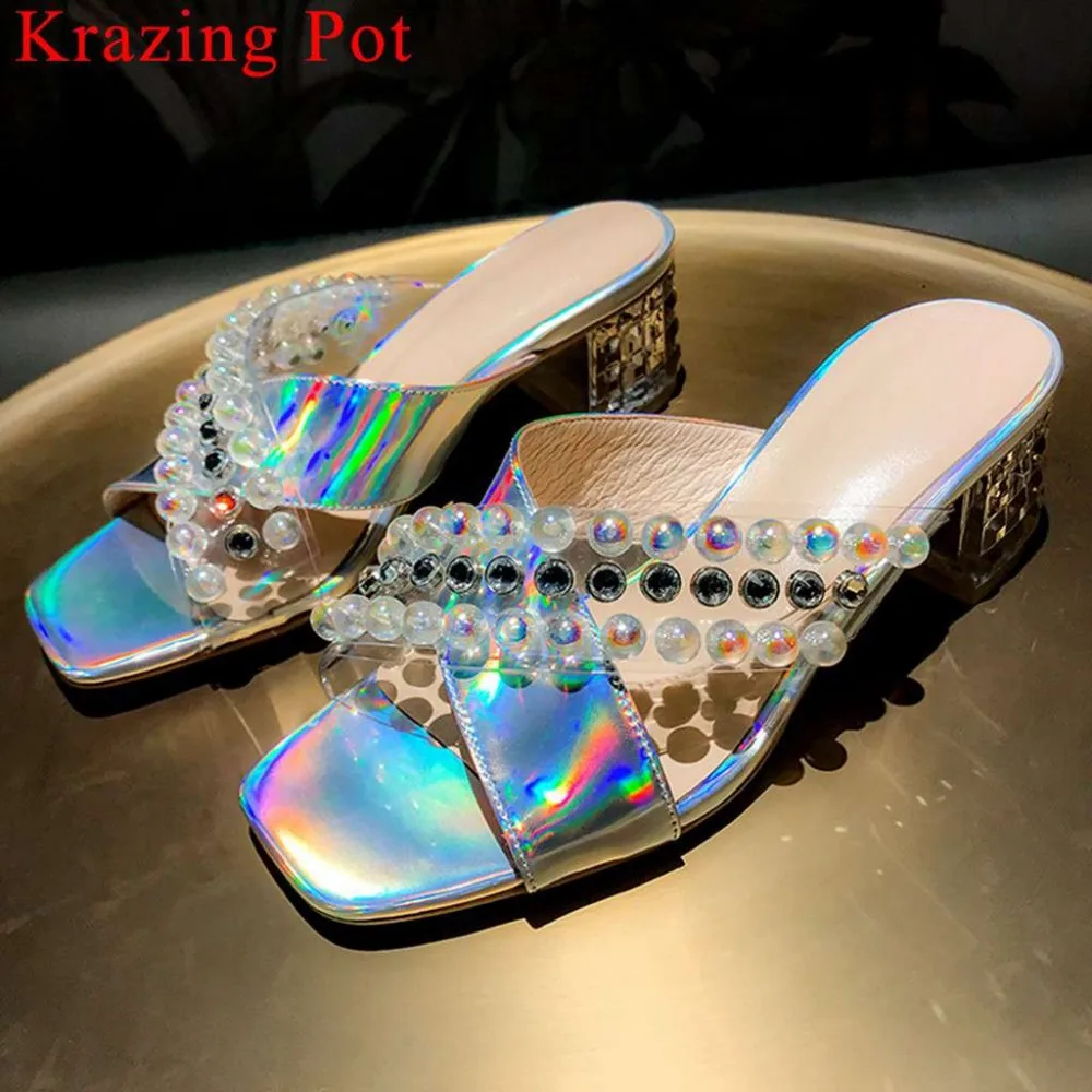 Krazing Pot Elegant lady slip on mules crystals decoration peep square toe high heels large size pretty girls party shoes L08
Krazing Pot Elegant lady slip on mules crystals decoration peep square toe high heels large size pretty girls party shoes L08