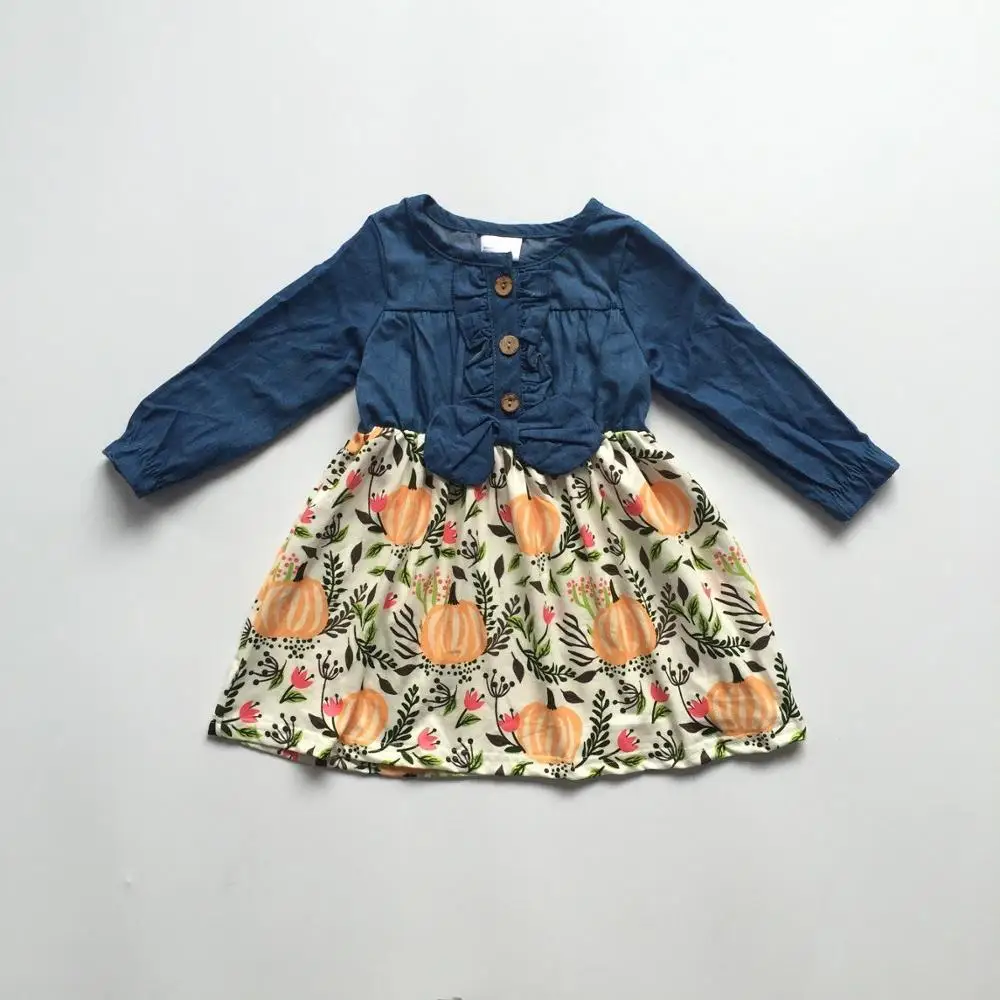 Fall/winter Halloween baby girls children clothes cotton solid color pumpkin flower Denim Blue ruffle dress boutique long sleeve
Fall/winter Halloween baby girls children clothes cotton solid color pumpkin flower Denim Blue ruffle dress boutique long sleeve