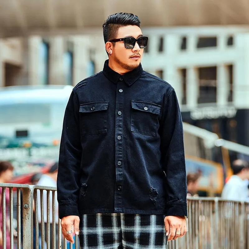 N tide brand Large size XXL-6XL 7XL Men's Basic Denim jacket Autumn and Winter Leisure Single-breasted Loose Black jacket
N tide brand Large size XXL-6XL 7XL Men's Basic Denim jacket Autumn and Winter Leisure Single-breasted Loose Black jacket