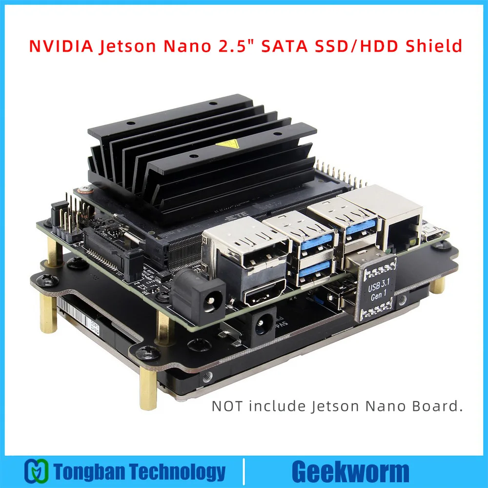NVIDIA Jetson Nano 2.5 inch SATA SSD/HDD Shield Storage Expansion Board USB 3.1 T300 V1.0 for NVIDIA Jetson Nano Developer Kit
NVIDIA Jetson Nano 2.5 inch SATA SSD/HDD Shield Storage Expansion Board USB 3.1 T300 V1.0 for NVIDIA Jetson Nano Developer Kit