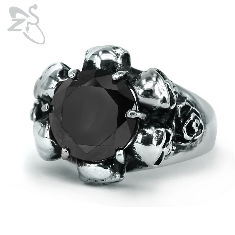 ZS Male 316L Stainless Steel Skull Rings with Black & White Zirconia Vintage Punk Style Jewelry Gothic Finger Ring for Men 2018
ZS Male 316L Stainless Steel Skull Rings with Black & White Zirconia Vintage Punk Style Jewelry Gothic Finger Ring for Men 2018