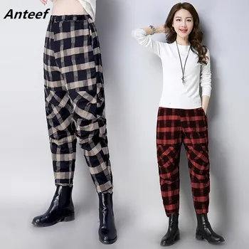 cotton linen vintage plaid plus size high waist casual loose joggers autumn spring trousers women harem pants 2019 streetwear
cotton linen vintage plaid plus size high waist casual loose joggers autumn spring trousers women harem pants 2019 streetwear