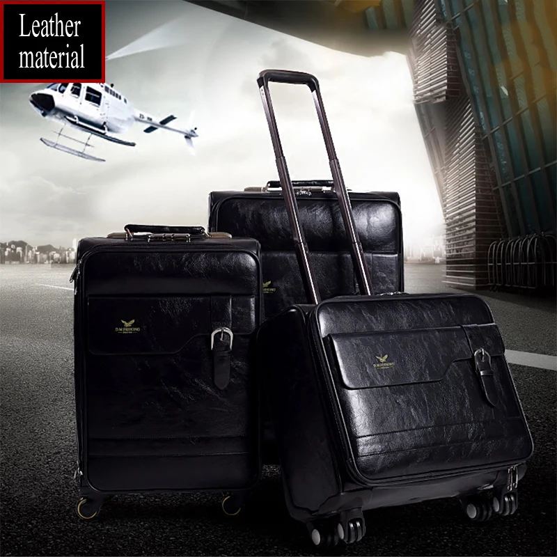 GraspDream 16/18/20/22/24/26 inch men genuine leather hand luggage cabin travel trolley bags on wheels retro trolley suitcase
GraspDream 16/18/20/22/24/26 inch men genuine leather hand luggage cabin travel trolley bags on wheels retro trolley suitcase