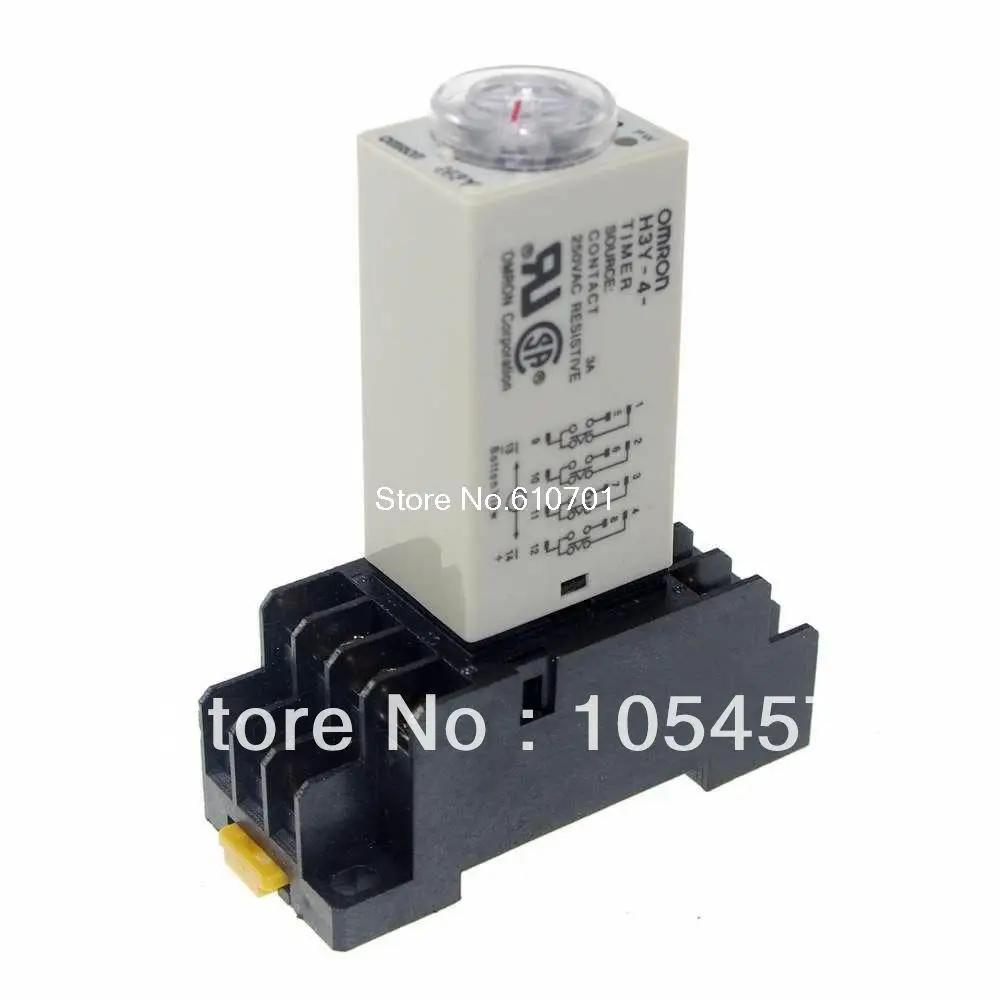 1PCS 12VDC/24VDC/24VAC/110VAC/220VAC H3Y-4 Power On Time Delay Relay Timer 2.0~60S,Contact Form 4PDT,14Pins & Socket 3A
1PCS 12VDC/24VDC/24VAC/110VAC/220VAC H3Y-4 Power On Time Delay Relay Timer 2.0~60S,Contact Form 4PDT,14Pins & Socket 3A
