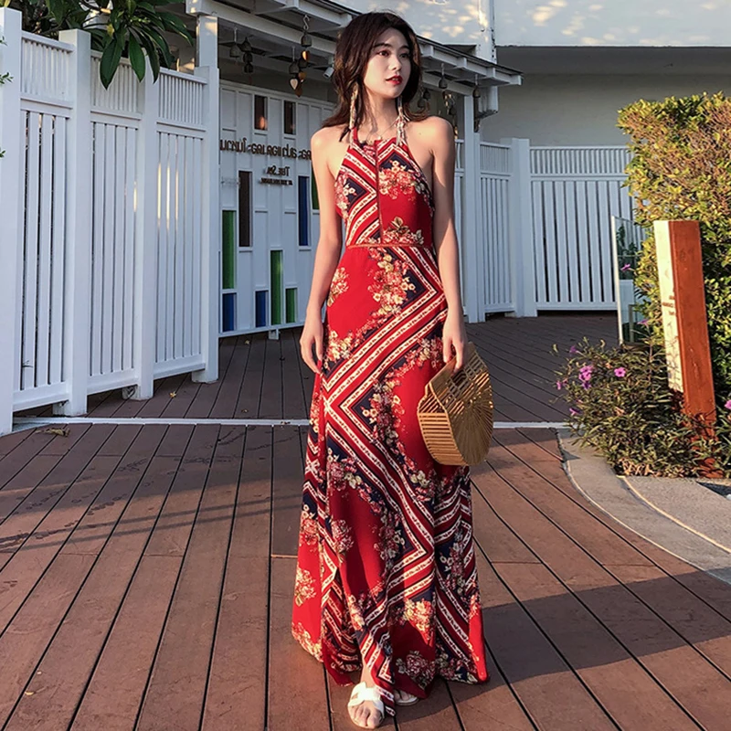 Sleeveless Flower Open Back Maxi Dress Beach Dress Temperament Goddess Van Clothes Was Thin Sexy Beach Resort
Sleeveless Flower Open Back Maxi Dress Beach Dress Temperament Goddess Van Clothes Was Thin Sexy Beach Resort