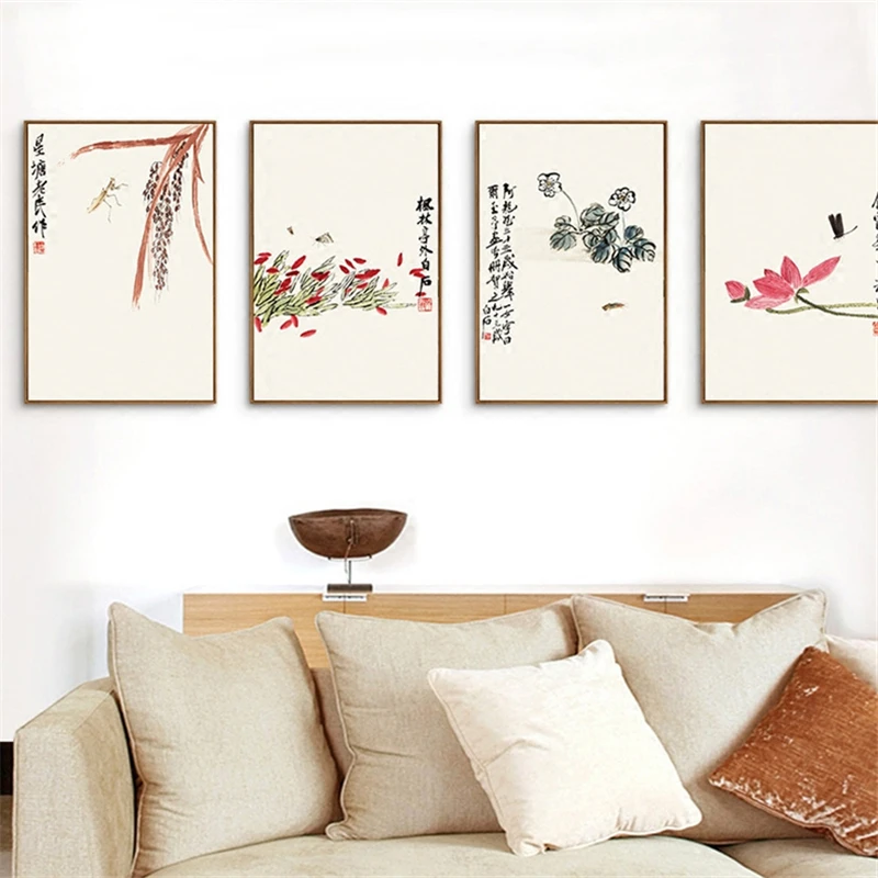 Minimalism-Flower-Dragonfly-Nordic-Mural-Paper-Leisurely-Fun-Wall-Poster-Elegant-Canvas-Art-Painting-Ornaments-for (2)