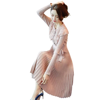 Korean Style Ladies Spring Long Sleeve Knitting Sweater Dress Solid Ruffled Pullovers Women Slim Sweater Dress Hot Sale
Korean Style Ladies Spring Long Sleeve Knitting Sweater Dress Solid Ruffled Pullovers Women Slim Sweater Dress Hot Sale