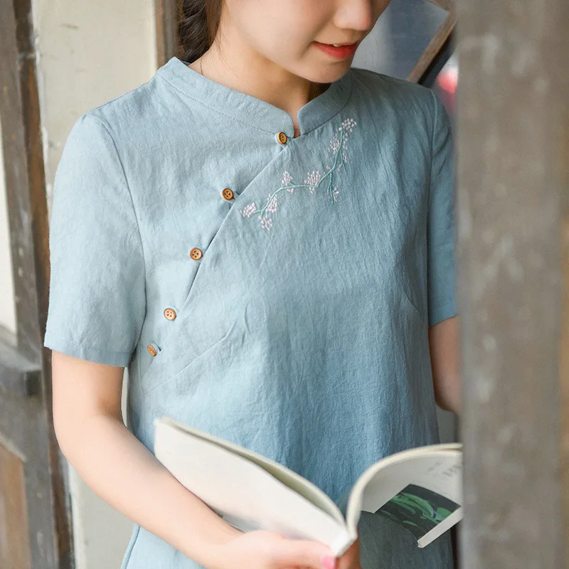 Summer New Loose Cotton Embroidery Handmade Plate Buttons Chinese Cheongsam Dress Retro Literary Women
Summer New Loose Cotton Embroidery Handmade Plate Buttons Chinese Cheongsam Dress Retro Literary Women