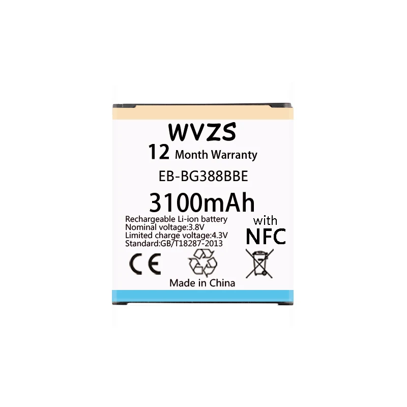 wvzs 3100mAh Battery EB-BG388BBE For Samsung Galaxy Xcover 3 G388 G388F G389F G388D N533 SC-01H with NFC
wvzs 3100mAh Battery EB-BG388BBE For Samsung Galaxy Xcover 3 G388 G388F G389F G388D N533 SC-01H with NFC