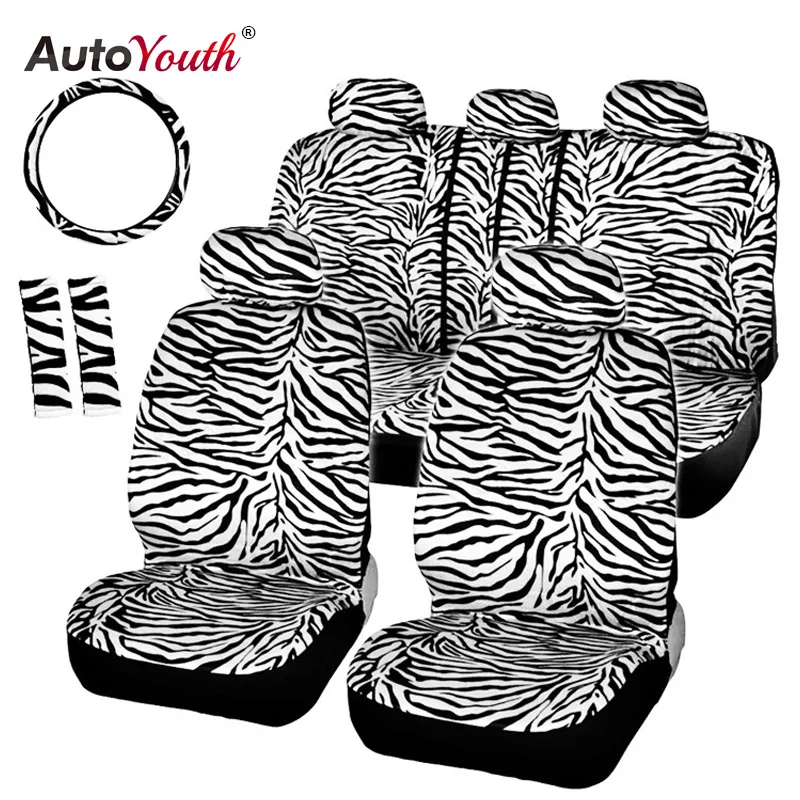 AUTOYOUTH Full Set Car Seat Covers With Seat Belt Pads, 15"Steering Wheel Cover Leopard/Zebra Print Universal Fit Car-Styling
AUTOYOUTH Full Set Car Seat Covers With Seat Belt Pads, 15"Steering Wheel Cover Leopard/Zebra Print Universal Fit Car-Styling