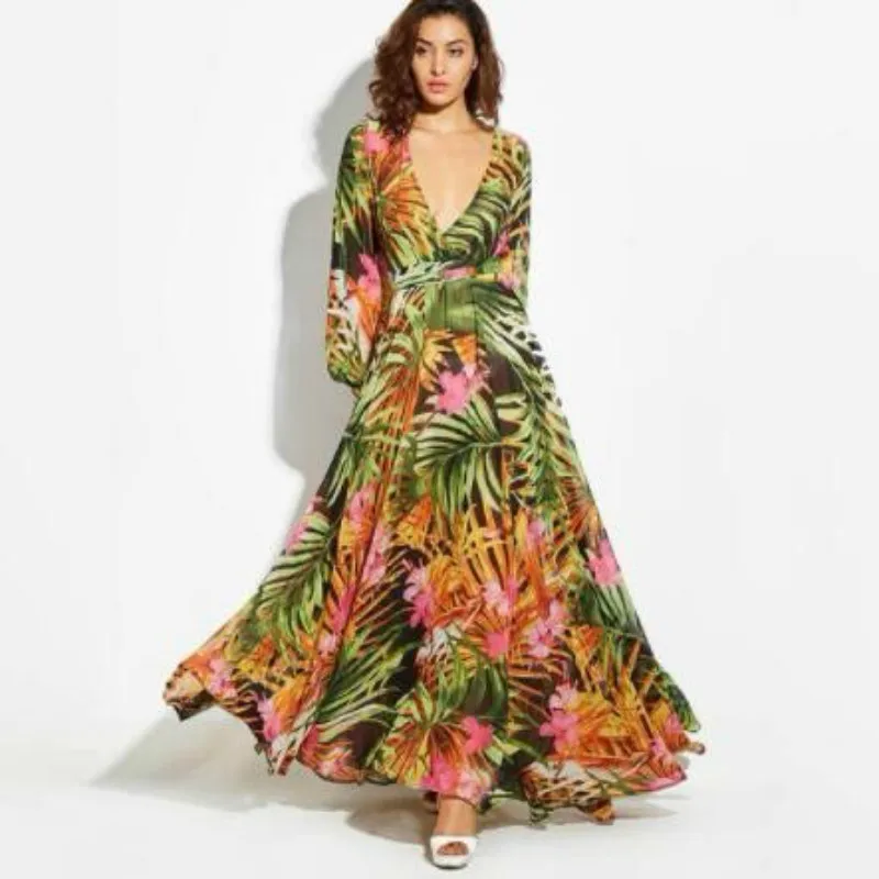 Long Sleeve Dress Green Tropical Beach Vintage Maxi Dresses Boho Casual V Neck Belt Lace Up Tunic Draped Plus Size Dress
Long Sleeve Dress Green Tropical Beach Vintage Maxi Dresses Boho Casual V Neck Belt Lace Up Tunic Draped Plus Size Dress