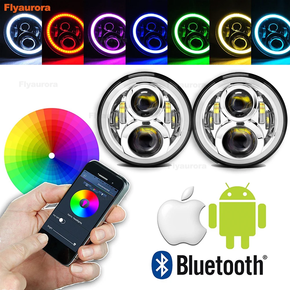 For Jeep Hummer Land Rover Colorfull Angel Eye Halo Ring Controlled by Bluetooth 7" Round LED RGB Headlights DRL Headlamp
For Jeep Hummer Land Rover Colorfull Angel Eye Halo Ring Controlled by Bluetooth 7" Round LED RGB Headlights DRL Headlamp
