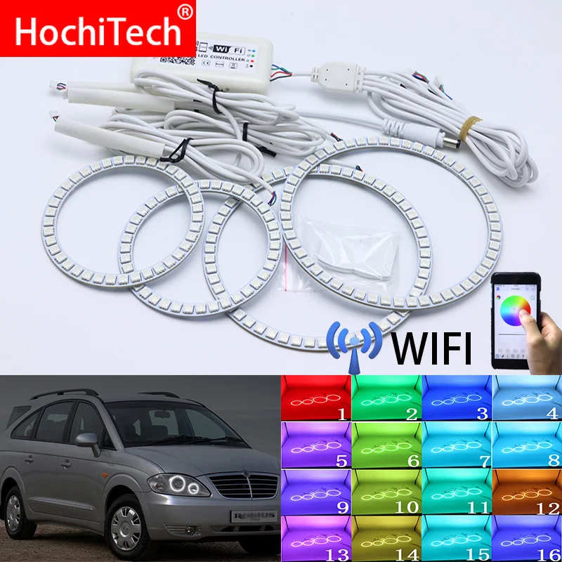 Wifi Wireless RGB Multi-Color LED Angel Eye Halo Rings Day Light DRL for SsangYong Rodius 2004 2005 2006 2007 2008 2009-2013
Wifi Wireless RGB Multi-Color LED Angel Eye Halo Rings Day Light DRL for SsangYong Rodius 2004 2005 2006 2007 2008 2009-2013