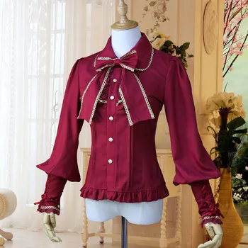 Claret Chiffon Perer Pan Collar Bow Lolita Gothic Lantern Sleeve Sexy Shirt Famale Blouses Elegant Tops Camisa Feminina 2018
Claret Chiffon Perer Pan Collar Bow Lolita Gothic Lantern Sleeve Sexy Shirt Famale Blouses Elegant Tops Camisa Feminina 2018
