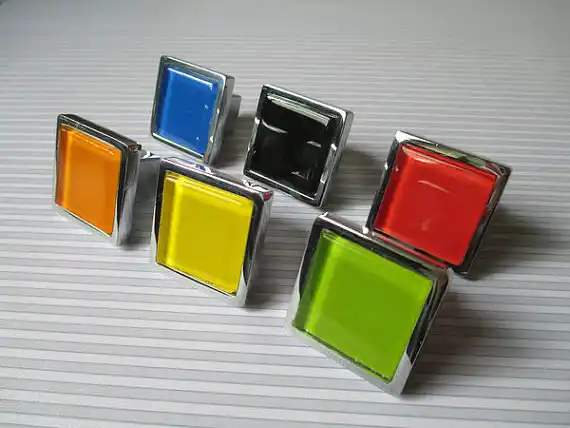 Glass Knobs Dresser Drawer Pulls Handles Square White Black Red