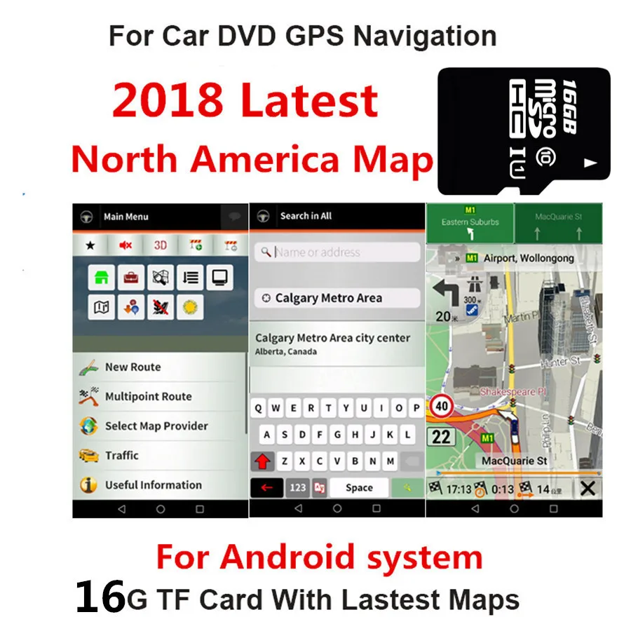 Fit for Android system Car GPS Navigation 16GB Micro SD Card Lastest North America Map USA Canada Mexico
Fit for Android system Car GPS Navigation 16GB Micro SD Card Lastest North America Map USA Canada Mexico
