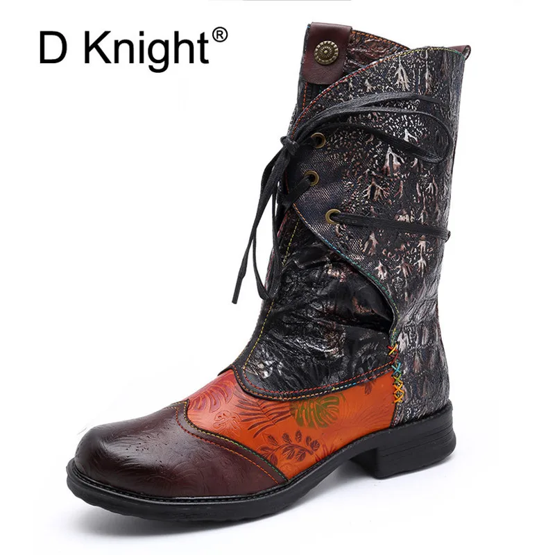 D Knight New Casual Print Women Mid-Calf Boots Retro Genuine Leather Ladies Shoes Stitching Texture Tube Female Motorcycle Boots
D Knight New Casual Print Women Mid-Calf Boots Retro Genuine Leather Ladies Shoes Stitching Texture Tube Female Motorcycle Boots