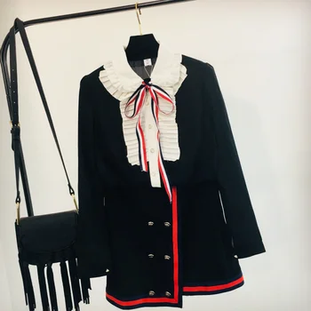2018 New Fashion Autumn Women's Long Sleeve Bow Blouse Shirt + Double Breasted Skirt Two Pieces Ladies Elegant Skirt Suits
2018 New Fashion Autumn Women's Long Sleeve Bow Blouse Shirt + Double Breasted Skirt Two Pieces Ladies Elegant Skirt Suits