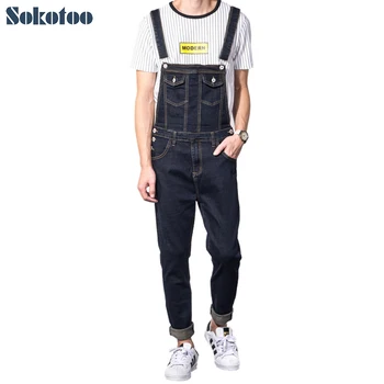 Sokotoo Men's slim pocket blue black denim bib overalls Casual jeans for man Jumpsuits
Sokotoo Men's slim pocket blue black denim bib overalls Casual jeans for man Jumpsuits