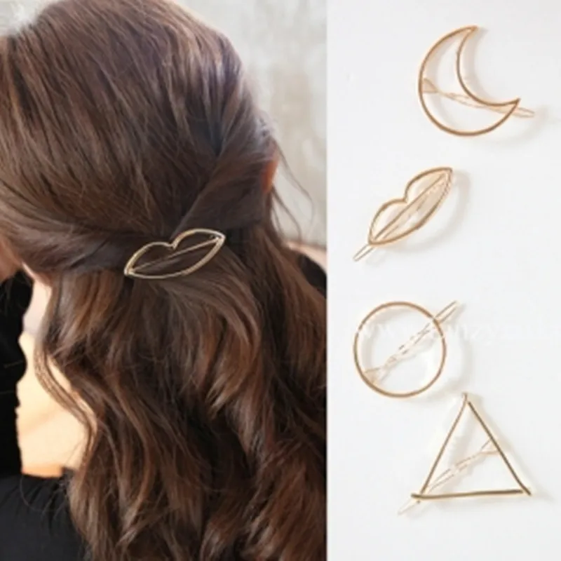 New Fashion Women Girls Gold/Silver Plated Metal Triangle Circle Moon Hair Clips Metal Circle Hairpins Holder Hair Accessories
New Fashion Women Girls Gold/Silver Plated Metal Triangle Circle Moon Hair Clips Metal Circle Hairpins Holder Hair Accessories