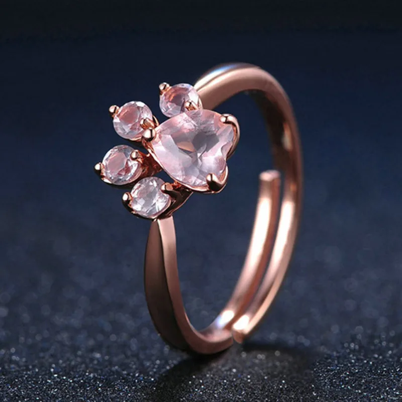 Cute Bear Paw Cat Claw Opening Adjustable Ring Rose Gold Rings for Women Romantic Wedding Pink Crystal CZ Love Gifts Jewelry
Cute Bear Paw Cat Claw Opening Adjustable Ring Rose Gold Rings for Women Romantic Wedding Pink Crystal CZ Love Gifts Jewelry