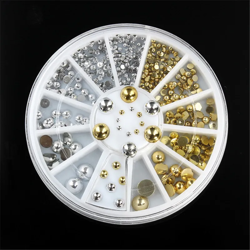 6 Sizes Nail Rhinestones Silver Gold Metal Round Studs Nail Art Decorations Wheel Nails Beauty Manicure Tools Set
6 Sizes Nail Rhinestones Silver Gold Metal Round Studs Nail Art Decorations Wheel Nails Beauty Manicure Tools Set