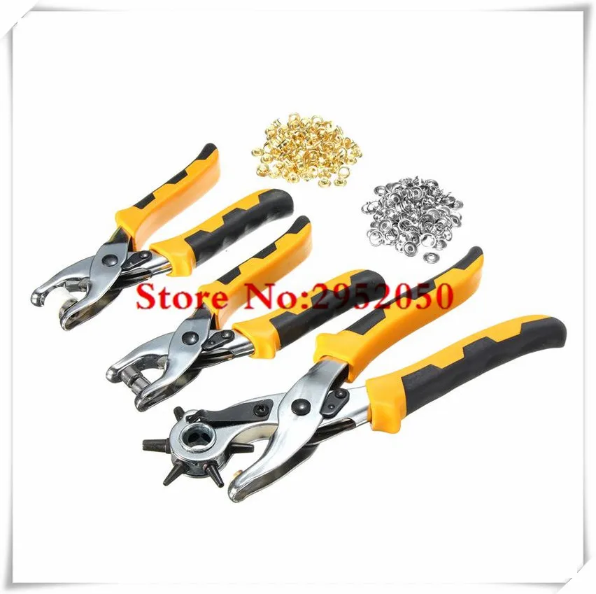 3 in1 Leather Belt Hole Punch+ Eyelet Plier +Snap Button Grommet Setter Tool Kit Black+Yellow+Silver Steel+PVC Plastic Handle
3 in1 Leather Belt Hole Punch+ Eyelet Plier +Snap Button Grommet Setter Tool Kit Black+Yellow+Silver Steel+PVC Plastic Handle