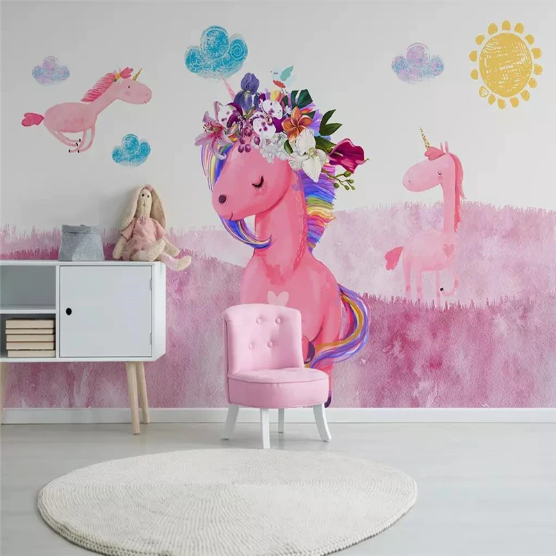 Custom 3d wallpaper hand-painted pink unicorn children's room background wall home decoration high-grade waterproof material
Custom 3d wallpaper hand-painted pink unicorn children's room background wall home decoration high-grade waterproof material